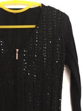 black beaded sequined zip up